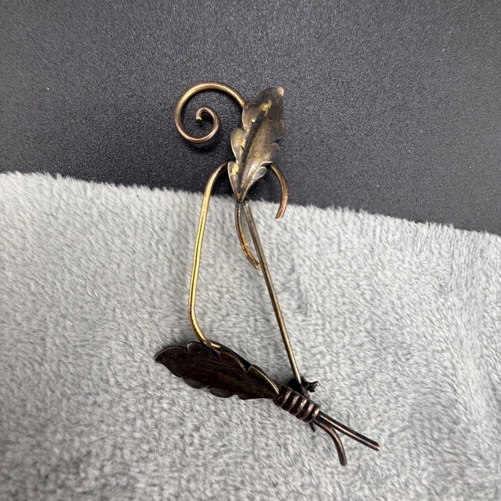 Vintage Van Dell Brooch Gold Leaf Feather Signed 12KT GF READ
